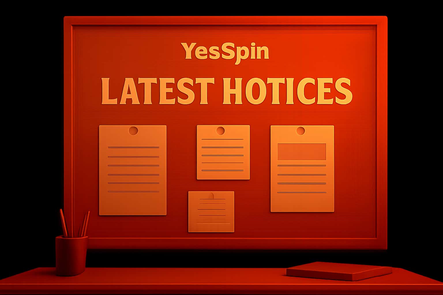 Visual representation of the Latest YesSpin Notices with clear text.