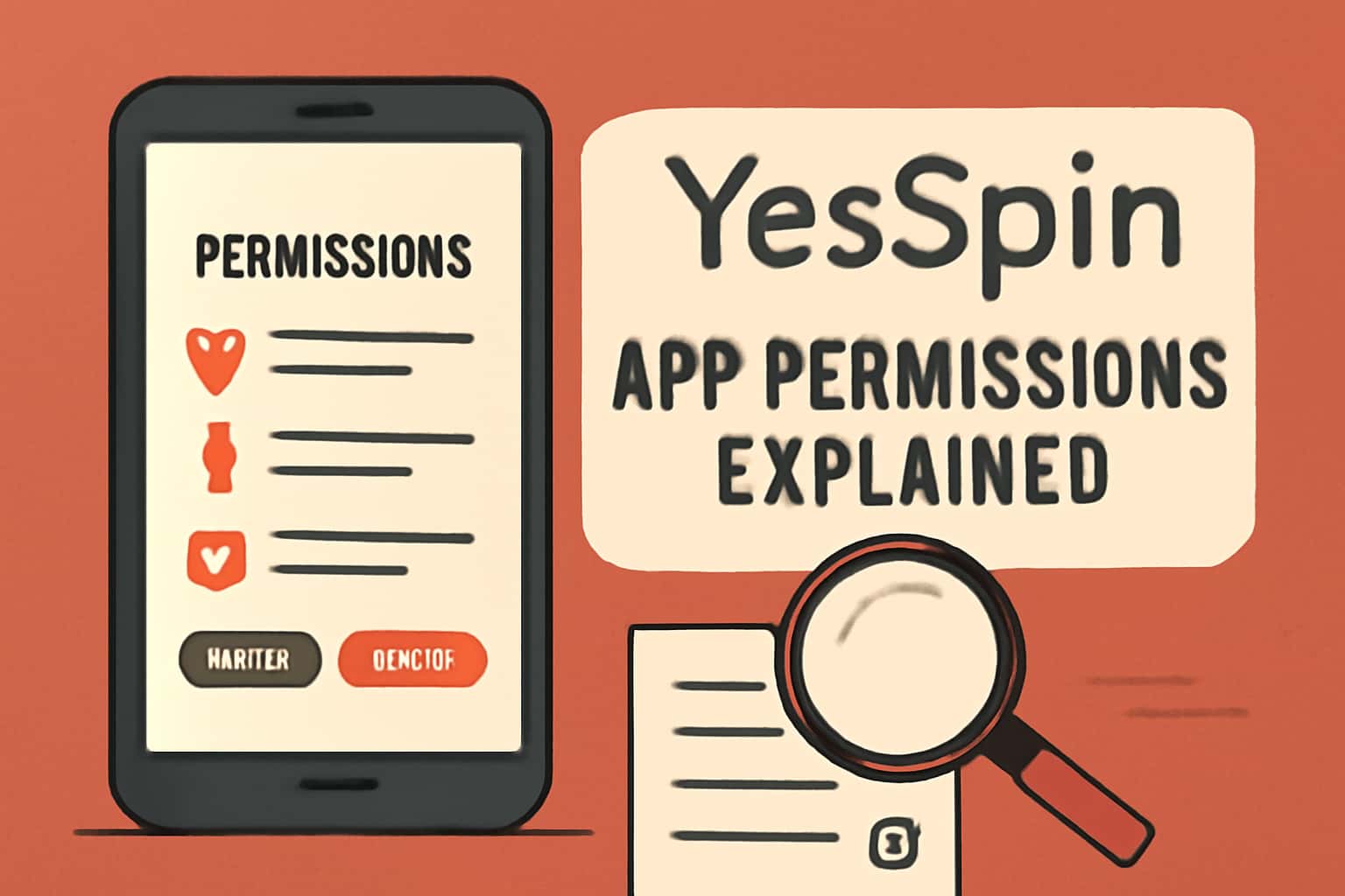 An informative graphic depicting permissions required for the YesSpin app.