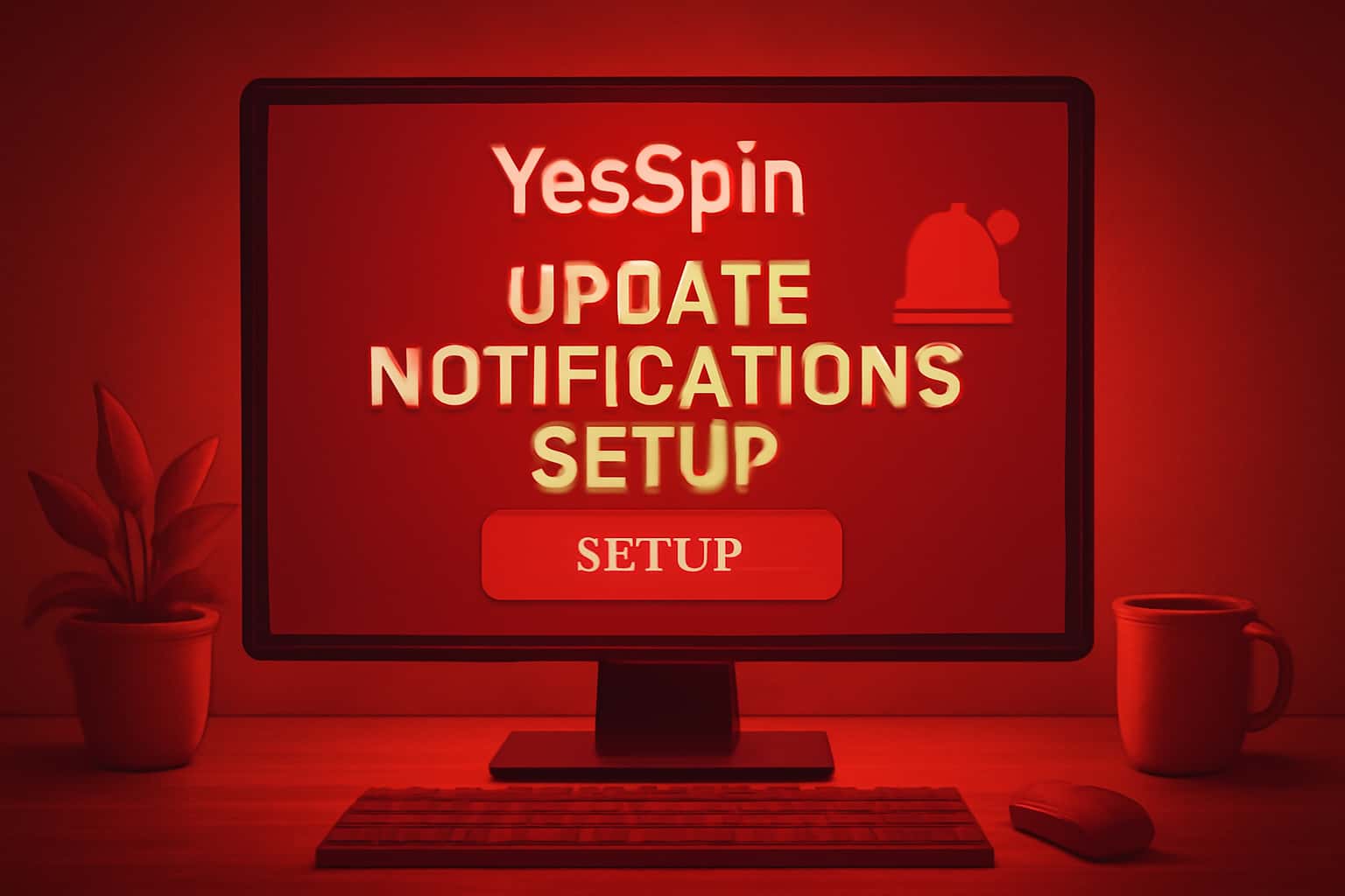 A professional and informative visual representation of the YesSpin Update Notifications Setup process.