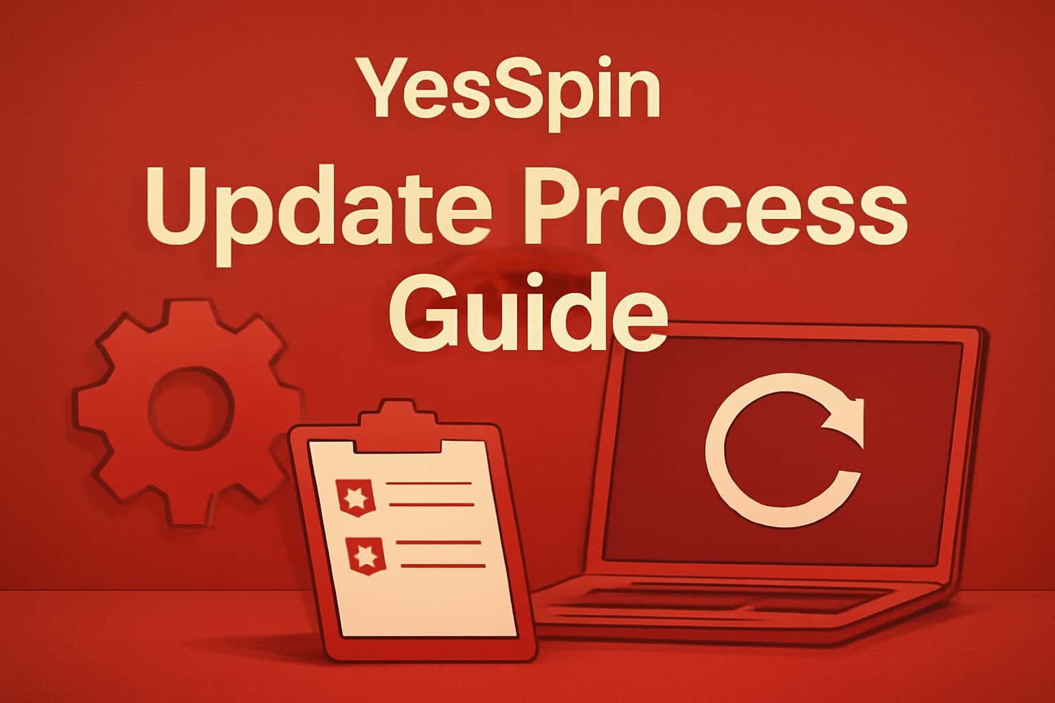 A visual representation of the YesSpin Update Process Guide showing the app update flow in a professional design.