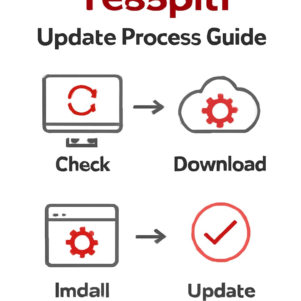 An educational illustration detailing steps for updating YesSpin.